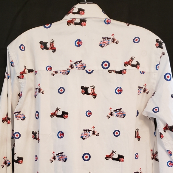 Claudio Lugli Couture Mod Vespa Print Shirt S NWT - Picture 10 of 14